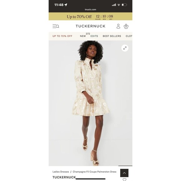 TUCKERNUCK Tan Fil Coupe Palmerston Dress Medium NEW Garden Floral Formal - Picture 7 of 14